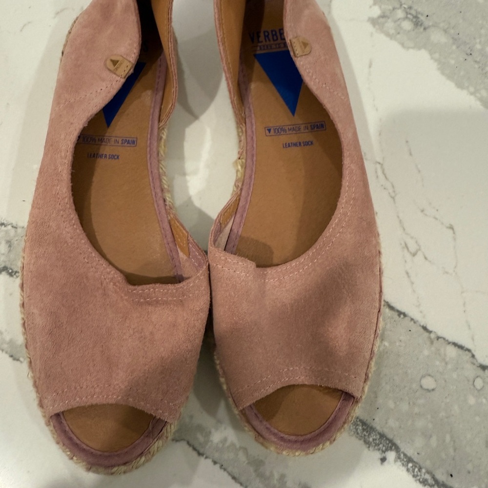 Pink Suede Espadrille Wedges
